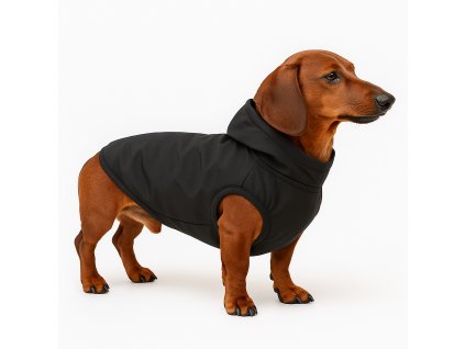 BLACK Nepromokavá, zateplená softshellová bunda pro psa