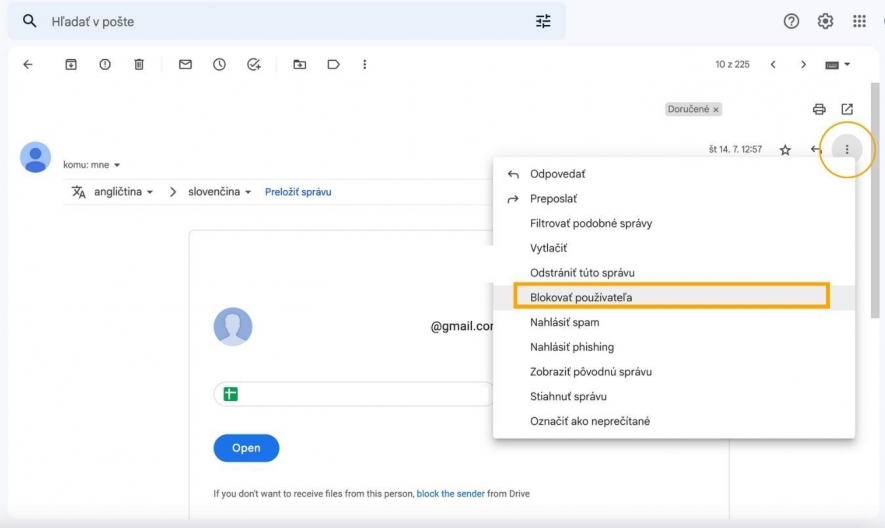 Blokovanie spamu v službe Gmail