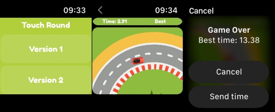 Hra Touch Round na Apple Watch.