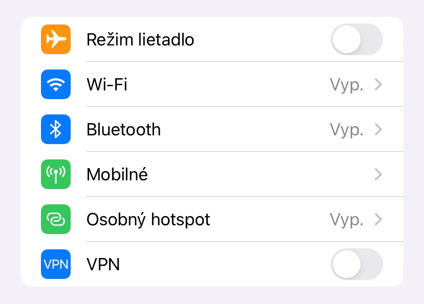 vypnutie wifi bt na ios