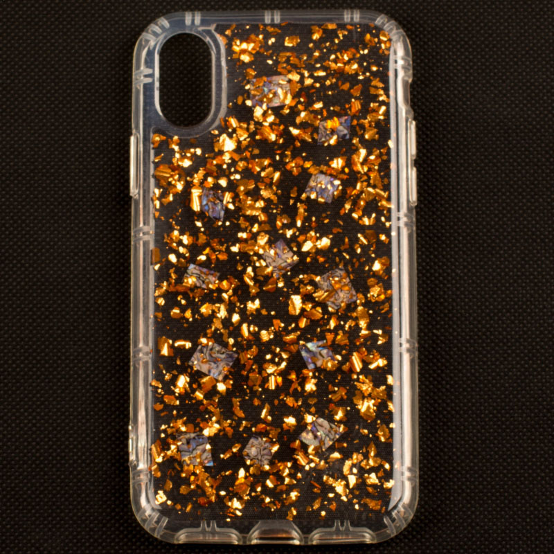IPHONE X - gumený obal - fragmenty - medená