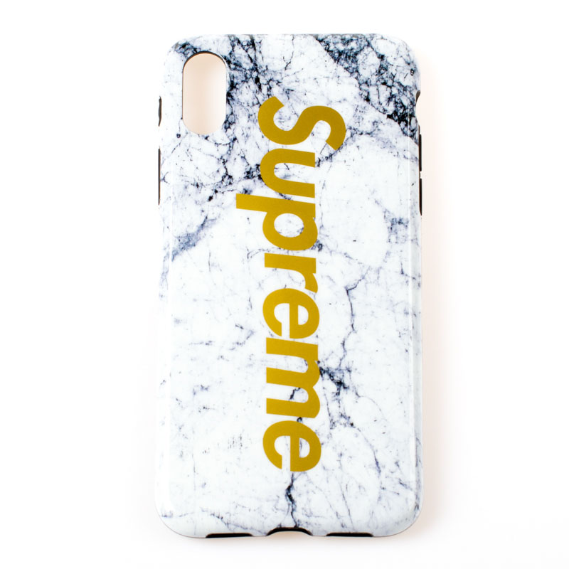 IPHONE X - gumený obal - Supreme - mramor - biela