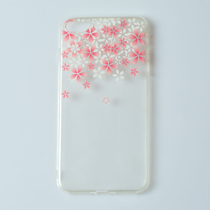 IPHONE 7 Plus - gumený obal - ružové a biele kvety