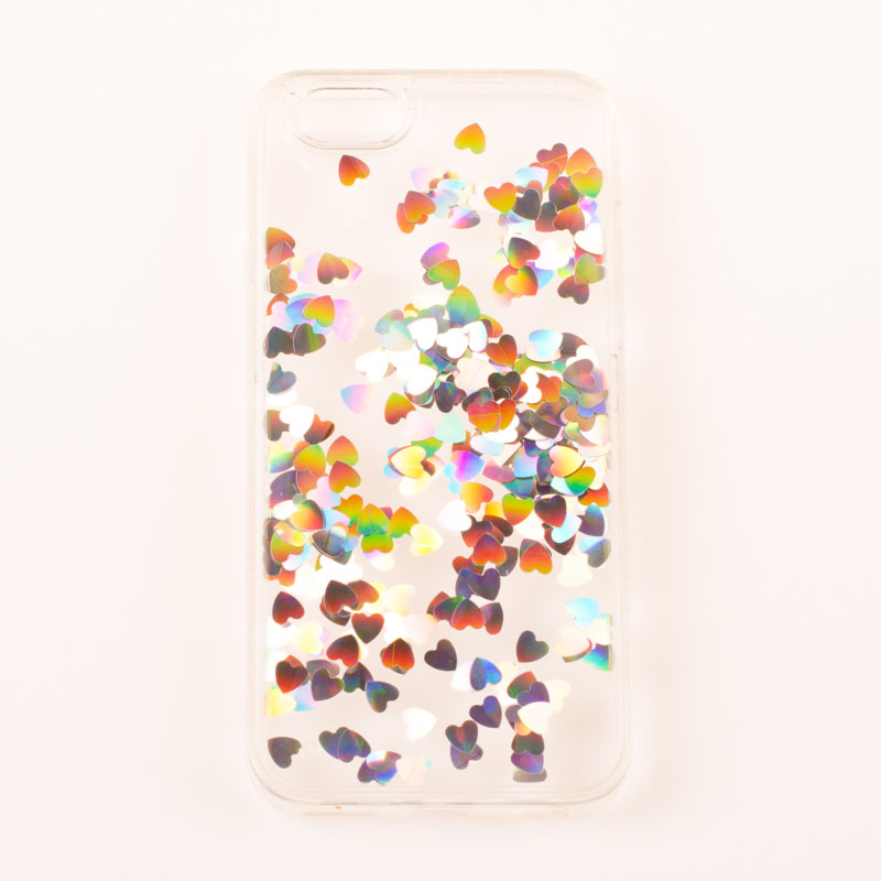IPHONE 6 - gumený obal - srdcia - dúhová