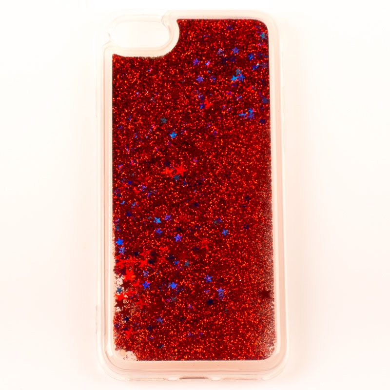 IPHONE 7 - plast - tekuté trblietky - červená
