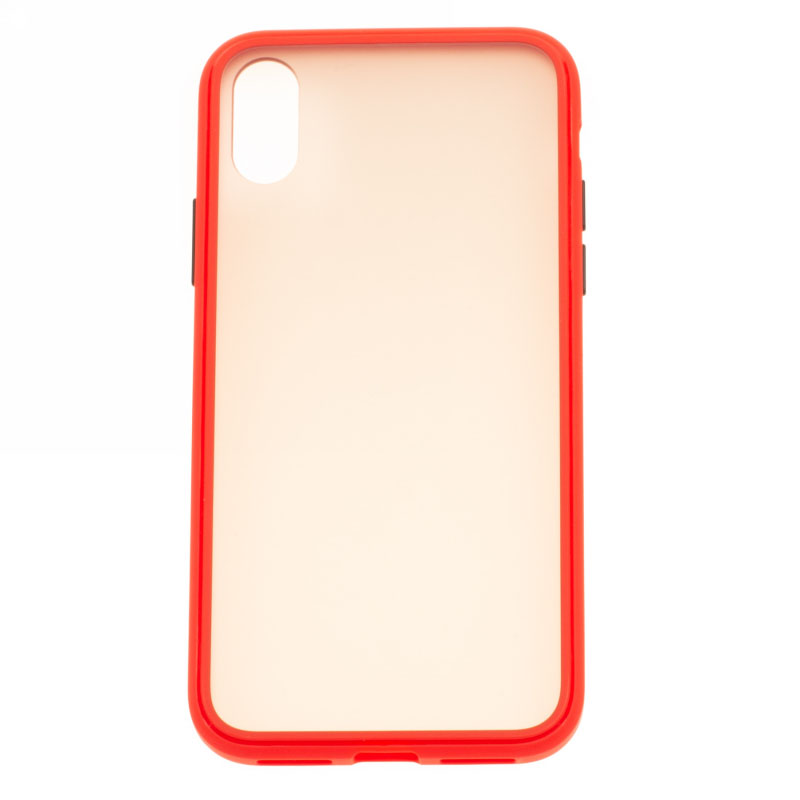 IPHONE X/XS - plastový obal - čierny, červené kraje