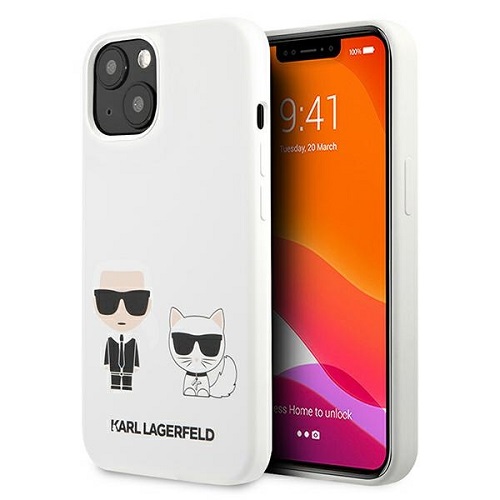 Karl Lagerfeld and Choupette Liquid Silicone Zadní Kryt pro IPHONE 13 mini Biela