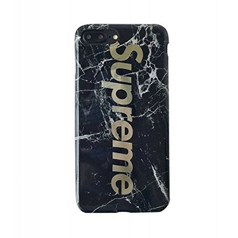 IPHONE 7 Plus - gumený obal - Supreme - mramor - čierna
