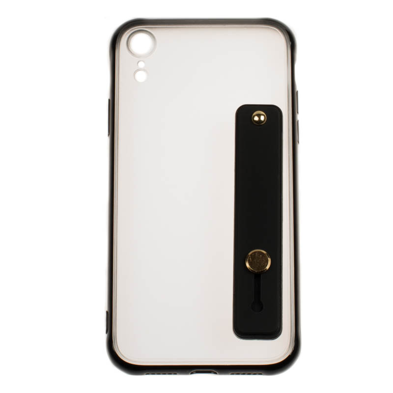 IPHONE XR - gumený obal - Hand strap holder - Čierna