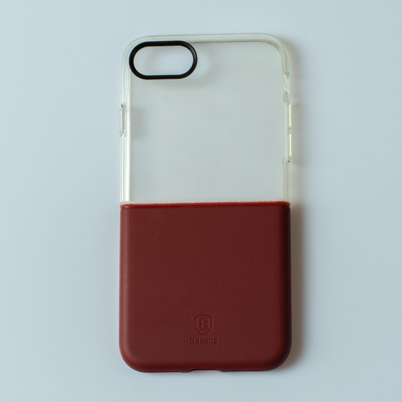 Baseus - Half to half case - IPHONE 7 - priehľadná/bordová