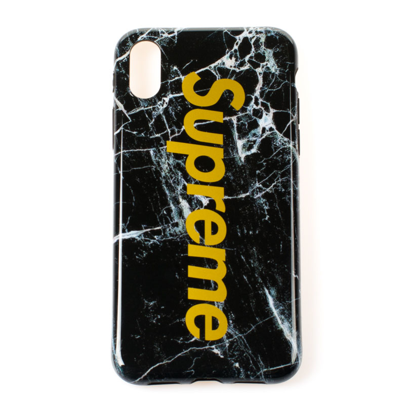 IPHONE X - gumený obal - Supreme - mramor - čierna