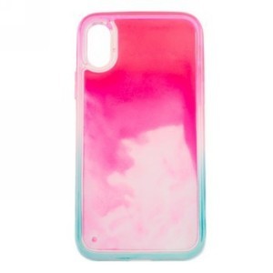 IPHONE XR - Svietiaci neónový obal s pieskom - Ružová