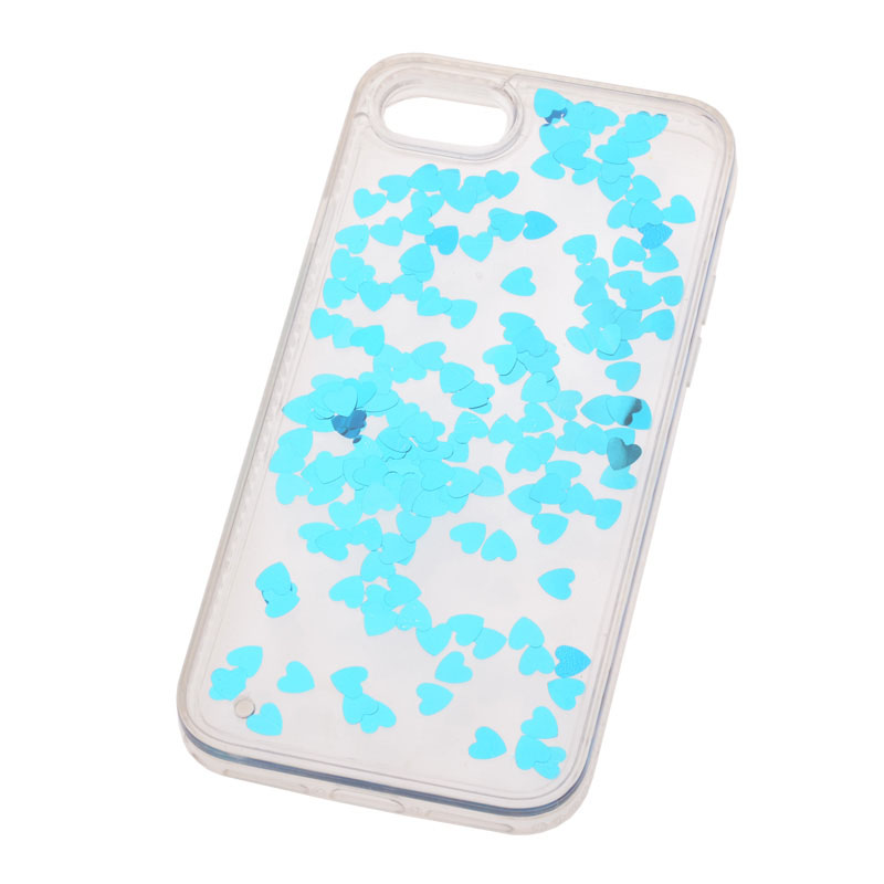 IPHONE 6S, 7, 8 - gumený obal - srdcia - tyrkysová