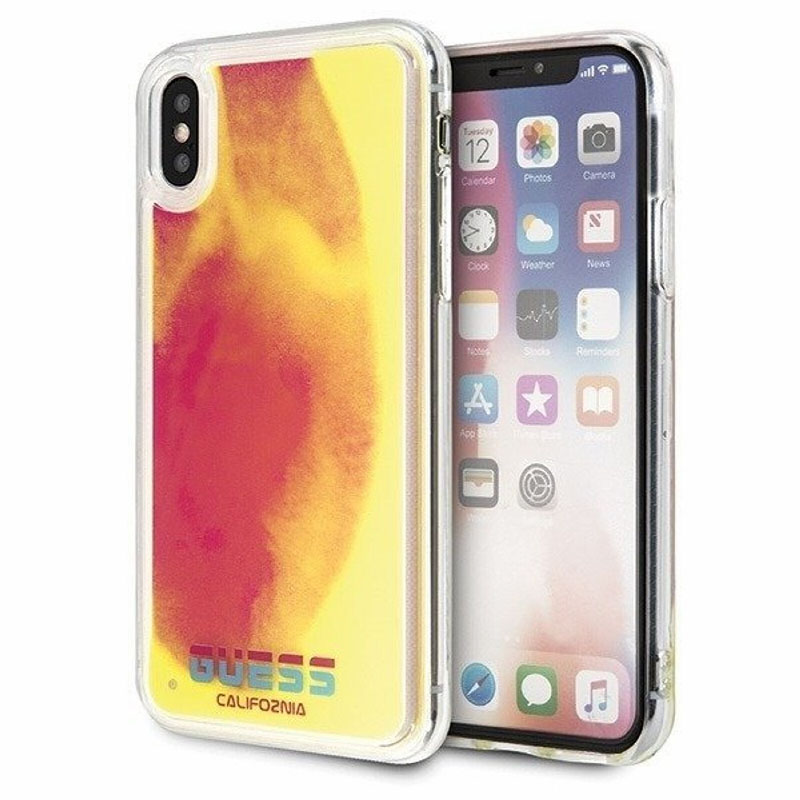 Guess - Hard liquid - IPHONE XS MAX - Glow - ružovo-žltá
