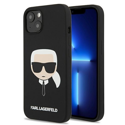 Karl Lagerfeld Liquid Silicone Karl Head Zadní Kryt pro IPHONE 13 Mini Čierna