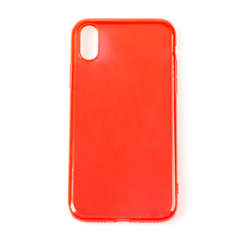 IPHONE X - gumený obal - priehľadná červená