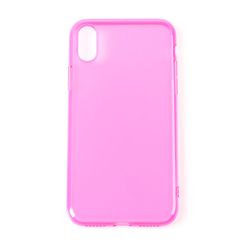 IPHONE X - gumený obal - priehľadná ružová