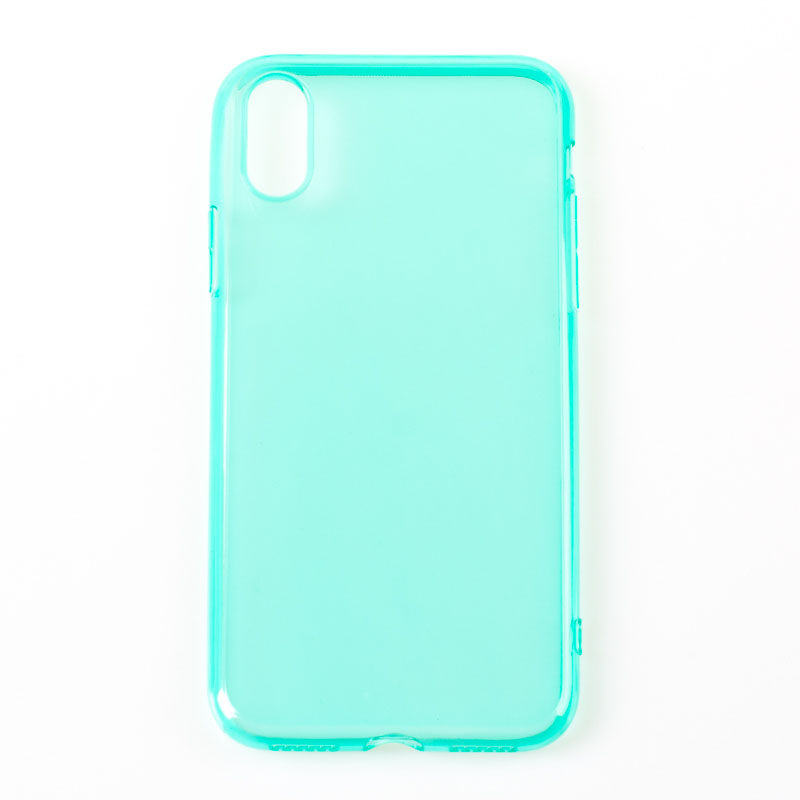 IPHONE X - gumený obal - priehľadná tyrkysová