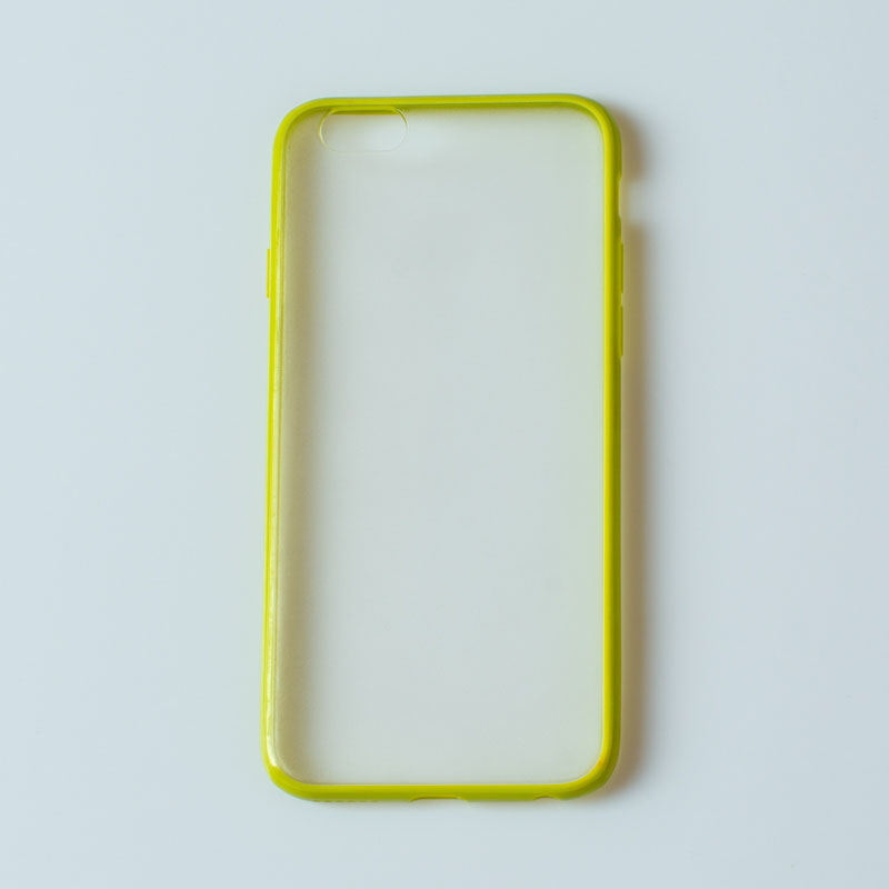 IPHONE 6 - plastový obal - priehľadný, zelené kraje