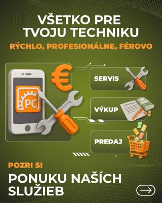 Všetko pre tvoju techniku na jednom mieste 🔧📱 Servis, výkup aj predaj vybavíš rýchlo, profesionálne a férovo. Či...