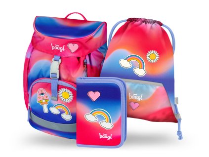 BAAGL 3 SET Airy Hippie: batoh, penál, sáček