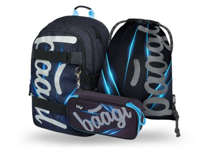BAAGL 3 SET Skate Bluelight: batoh, penál, sáček