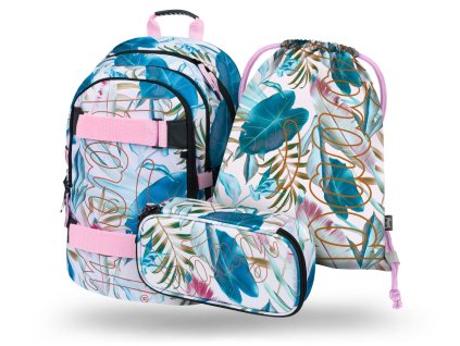 BAAGL 3 SET Skate Leafs: batoh, penál, sáček