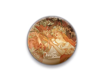 Magnet Alfons Mucha - Jaro, kulatý, 5 cm