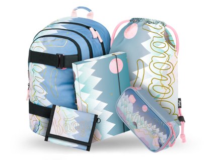 BAAGL 5 SET Skate Moon: batoh, penál, sáček, desky, peněženka