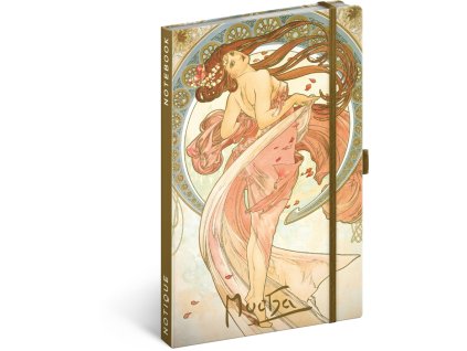 NOTIQUE Notes Alfons Mucha – Tanec, linkovaný, 13 x 21 cm