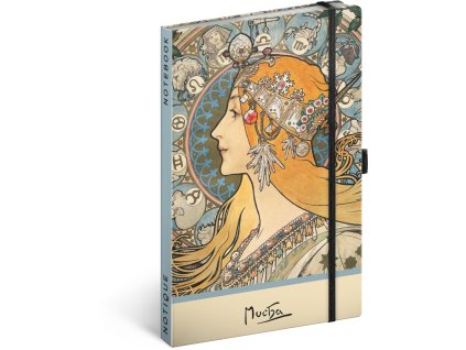 NOTIQUE Notes Alfons Mucha – Zodiak, tečkovaný, 13 x 21 cm