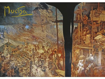 Pohled Alfons Mucha Slovanská epopej – Hájení Szigetu proti Turkům, krátký