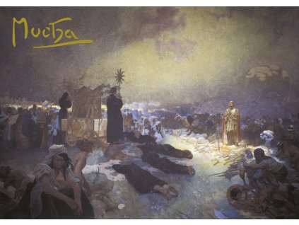 Pohled Alfons Mucha Slovanská epopej – Po bitvě na Vítkově, krátký