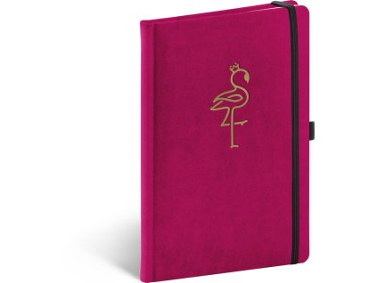 NOTIQUE Notes Samet Plameňák, linkovaný, 13 x 21 cm