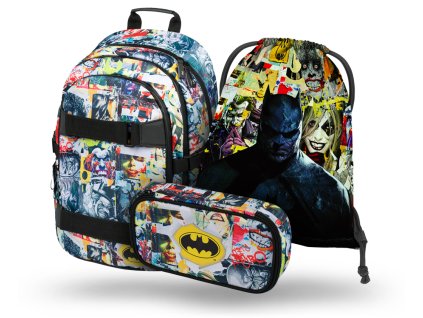 BAAGL 3 SET Skate Batman Comics: batoh, etue, sáček