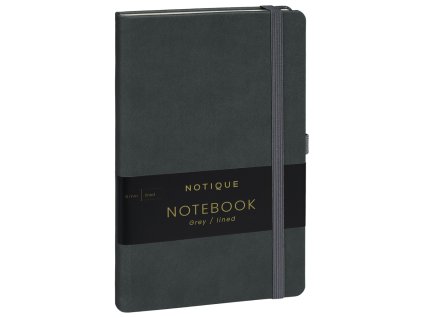 NOTIQUE Notes Šedý, linkovaný, 13 x 21 cm