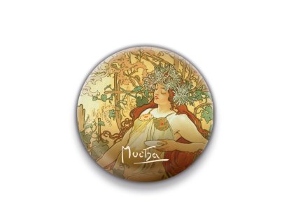 Magnet Alfons Mucha – Podzim, kulatý, 5 cm