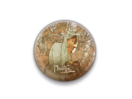 Magnet Alfons Mucha – Zima, kulatý, 5 cm