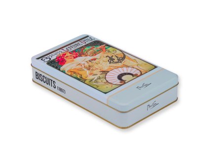 Plechová dóza Alfons Mucha – Buscuits, 24 × 14 × 4 cm