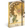 NOTIQUE Notes Alfons Mucha – Pero, tečkovaný, 13 x 21 cm