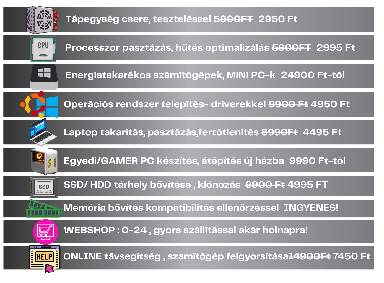 Szolgáltatások