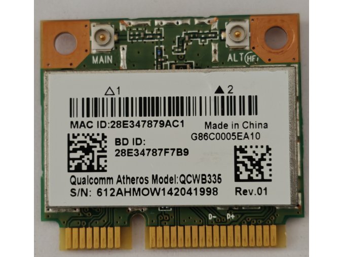 Qualcomm Atheros QCWB335, DW1705 gyári új Mini PCI-e (half) WiFi + Bluetooth (4.0) kártya