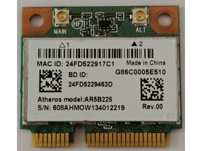 Atheros AR5B225 802.11n mini PCI-E wifi kártya