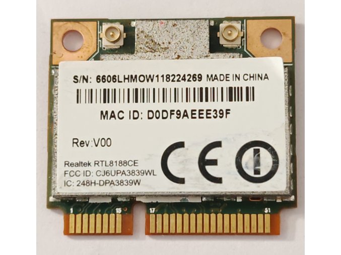 0V0R6W, RTL8188CE használt 802.11b/g/n mini PCI-E Wifi kártya