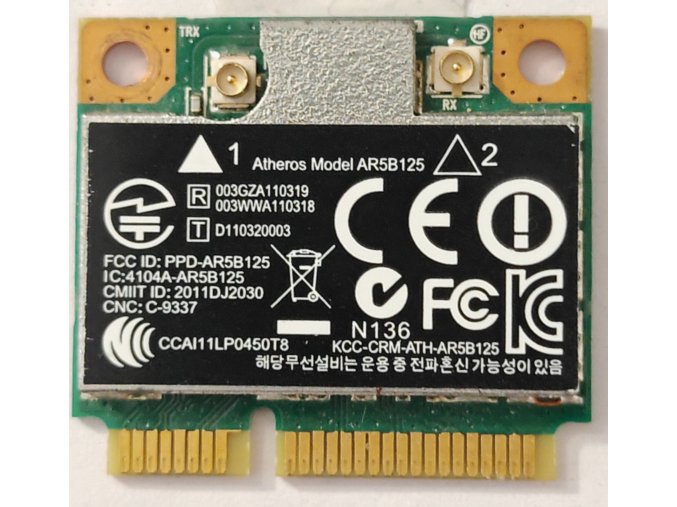 Atheros AR5B125 802.11b/g/n mini PCI-E wifi kártya