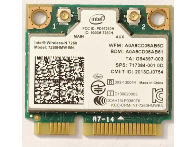 Intel Dual Band Wireless-AC 7260 gyári új Mini (half) PCI-e WiFi + Bluetooth 4.0 kártya (7260HMW)