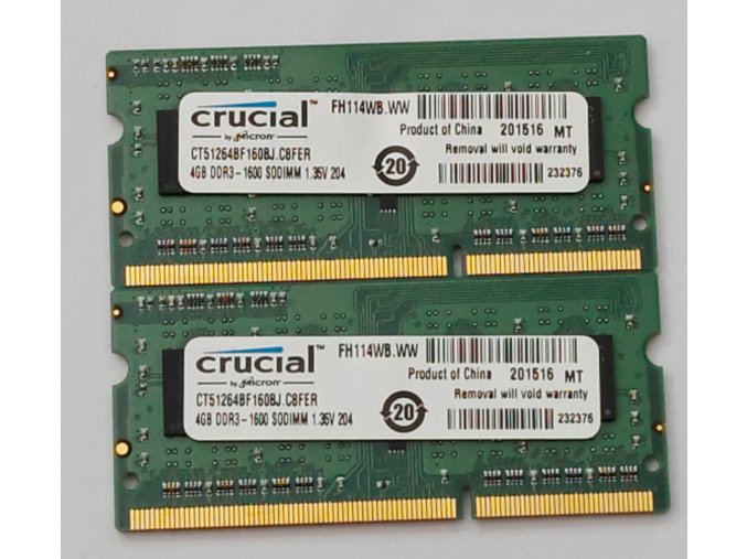 8GB DDR3 SODIMM memóriapárok KIT 2x4GB