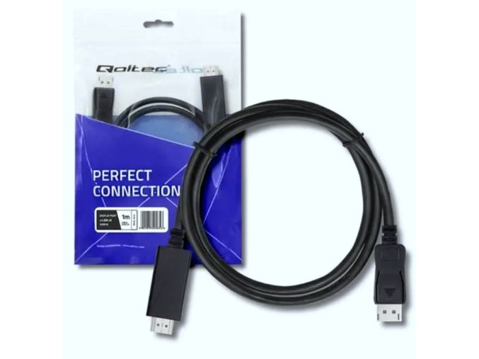 Qoltec 50435 DisplayPort v1.2 - HDMI 4Kx2K 1m fekete kábel