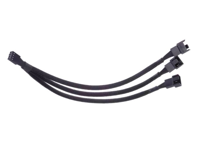 26 cm 4 Pin PWM ventilátor elosztókábel, 1-től 3-ig Y splitter, fekete, hálós