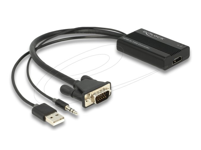Delock HDMI–VGA Adapter Audió Funkcióval (25 cm, aktív)